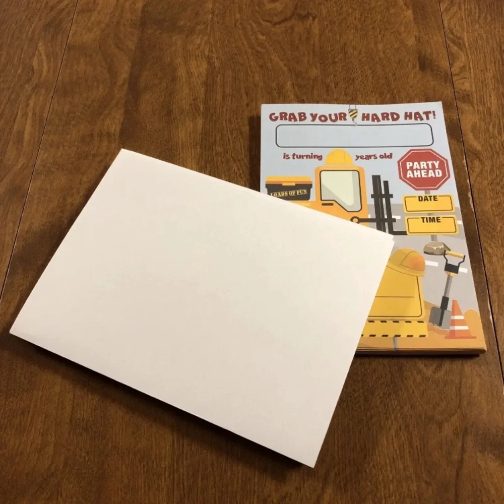 Construction Party Birthday Invitations with Envelopes Pack of 20